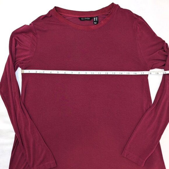 H By Halston | Burgundy Crew Neck Long Sleeve Stretchy Oversized Tee | Size XS - Picture 10 of 13